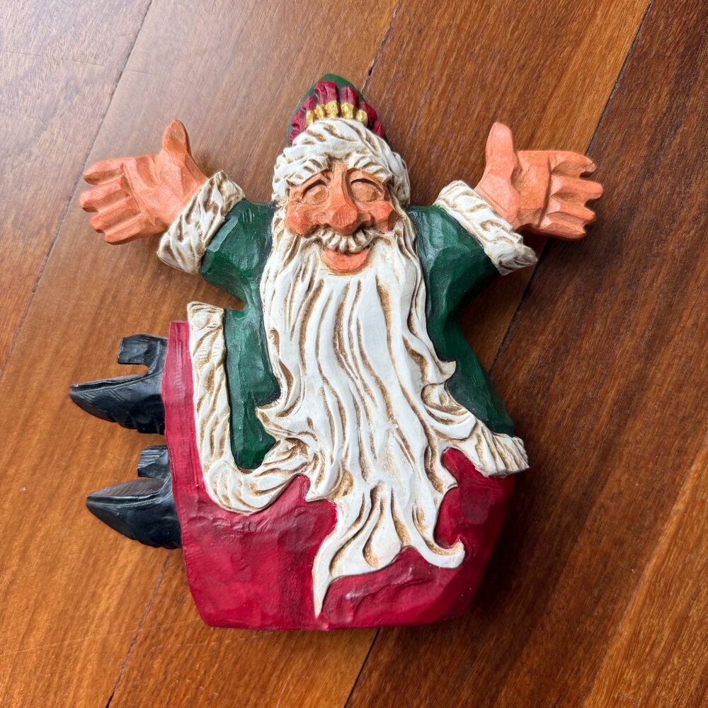 Vintage David Frykman Santa with Hands in the Air